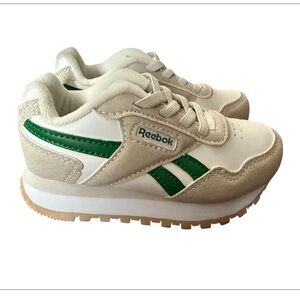 Reebok Kids Classic Harmon Sneakers - Creamy White and Green-Size 7